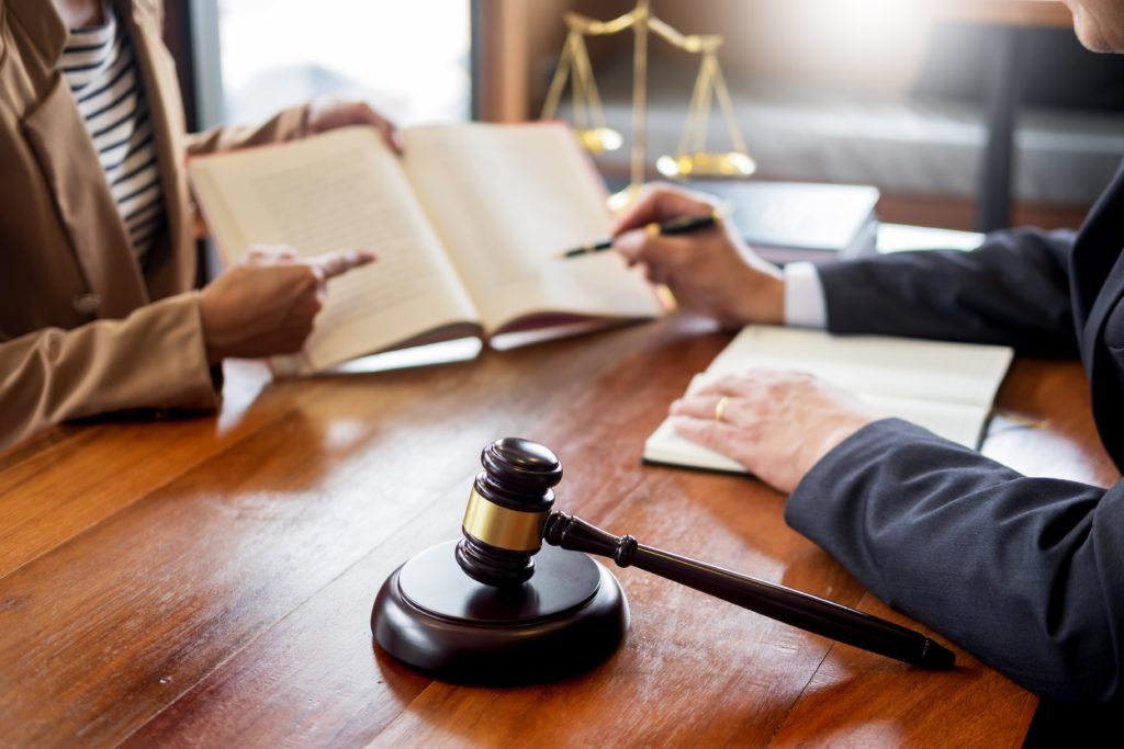 gavel and law book used in a court probate hearing